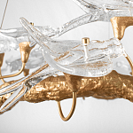 Люстра подвесная с прозрачными стеклянными птичками на ветвях Диаметр 80 см Serip Voa варинант исполнения - 9 | Loft Concept в Саратове