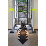 Дизайнерское кресло на металлическом каркасе с подставкой для ног Poltronova Mies Armchair варинант исполнения - 6 | Loft Concept в Саратове