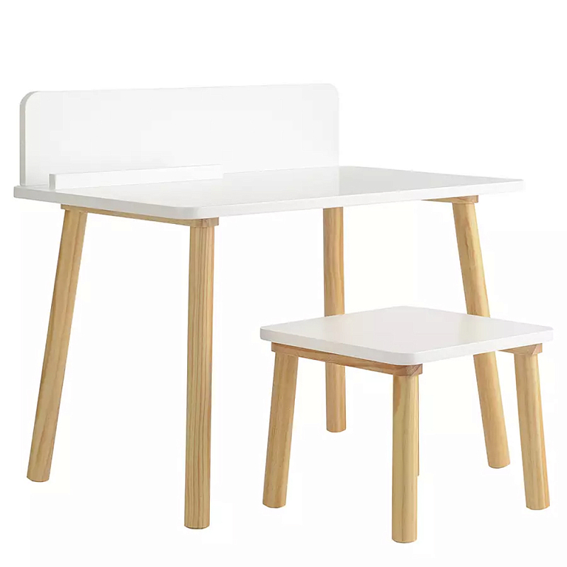 Набор детской мебели белый Childrens Table with Stool Белый Голубой в Саратове | Loft Concept 