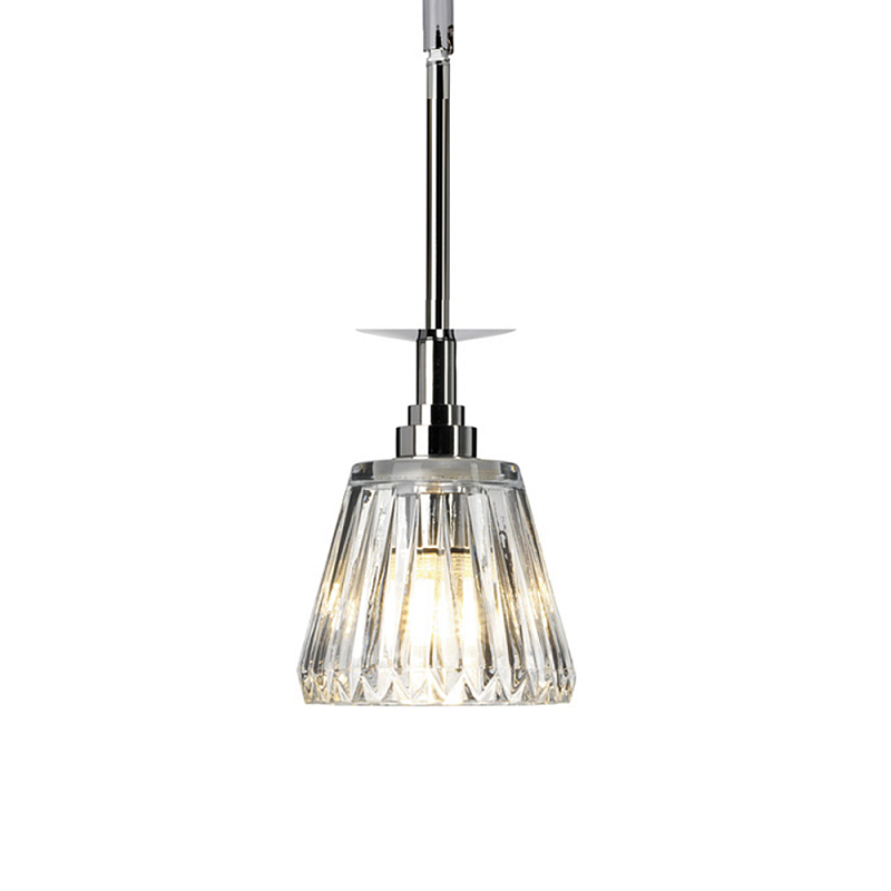 Подвесной светильник хромированного цвета с граненым прозрачным стеклянным плафоном Elstead Lighting Прозрачное Стекло Хром в Саратове | Loft Concept 
