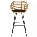 Стул барный с ротанговым плетением Half Bar Chair with Wicker с подлокотниками варинант исполнения - 1 | Loft Concept в Саратове