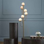 Торшер с 6-ю белыми стеклянными плафонами в форме шаров Gooseneck Pelle Chandelier варинант исполнения - 2 | Loft Concept в Саратове