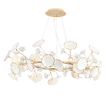 Люстра круглая с белыми лепестками из керамики и прозрачными хрустальными цветками Диаметр 82 см Wintery flovers варинант исполнения - 1 | Loft Concept в Саратове