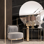 Настольная лампа с цилиндрическим абажуром из коричневой ткани и золотыми трубочками Brown Aura варинант исполнения - 4 | Loft Concept в Саратове