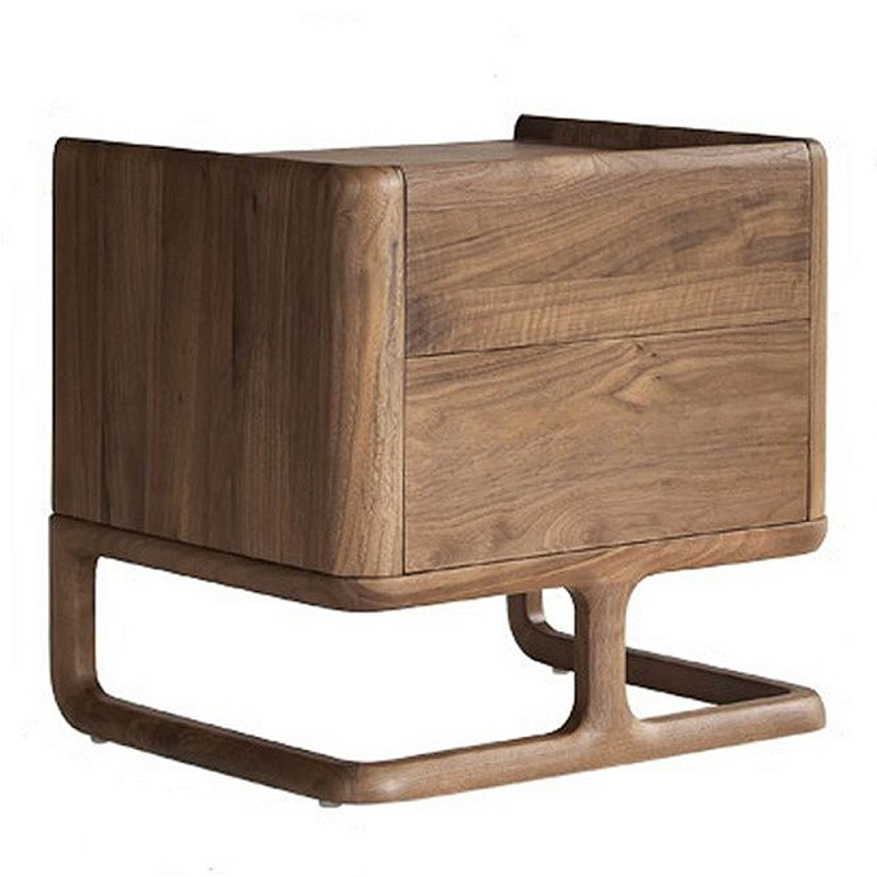 Прикроватный деревянный столик с 2-мя ящиками Moon Walnut Furniture Орех Прикроватный деревянный столик с 2-мя ящиками Moon Walnut Furniture Орех в Саратове | Loft Concept