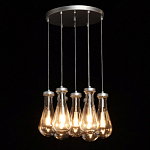 Люстра с 7-ю прозрачными плафонами из стекла в форме капли на круглом потолочном основании цвета хром Lucid Rain  варинант исполнения - 3 | Loft Concept в Саратове