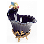 Чаша темно-синего цвета из фарфора с разноцветной птичкой Eden Garden porcelain and bronze варинант исполнения - 12 | Loft Concept в Саратове