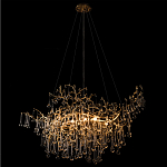 Подвесная люстра в виде ветвей деревьев золотого цвета с прозрачными подвесками-каплями 10 и 14 ламп Droplet Chandelier варинант исполнения - 4 | Loft Concept в Саратове