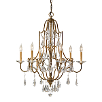 Люстра в бронзовом цвете с 6-ю лампами в форме свечей со стеклянными подвесками в классическом стиле Feiss варинант исполнения - 1 | Loft Concept в Саратове