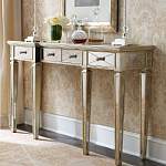 Консоль зеркальная в цвете шампань с 3-мя ящиками Hyaloid варинант исполнения - 1 | Loft Concept в Саратове