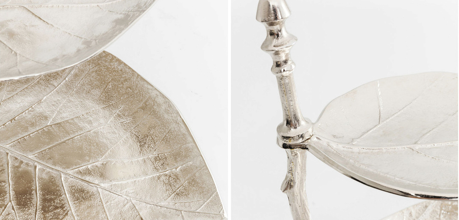 Блюдо трёхъярусное Chrome Leaves Блюдо трёхъярусное Chrome Leaves - Loft-Concept в Саратове