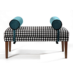 Банкетка Banquette PIED DE POULE с принтом гусиная лапка и синими подлокотниками  варинант исполнения - 1 | Loft Concept в Саратове