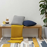 Плед из хлопка жемчужной вязки горчичного цвета Waffle Comfort варинант исполнения - 5 | Loft Concept в Саратове