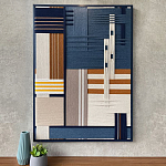 Панно из шнура Синяя геометрическая абстракция wall panel line Blue варинант исполнения - 1 | Loft Concept в Саратове