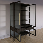 Витрина Primo со стеклянными фасадами и 2 ящиками Темный орех варинант исполнения - 6 | Loft Concept в Саратове