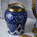 Ваза с насыщенным синим орнаментом и золотой крышкой Blue & White Ornament  варинант исполнения - 4 | Loft Concept в Саратове