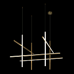 Люстра с 8-ю пересекающимися цилиндрическими плафонами на тонких тросах Trumpet tube варинант исполнения - 3 | Loft Concept в Саратове