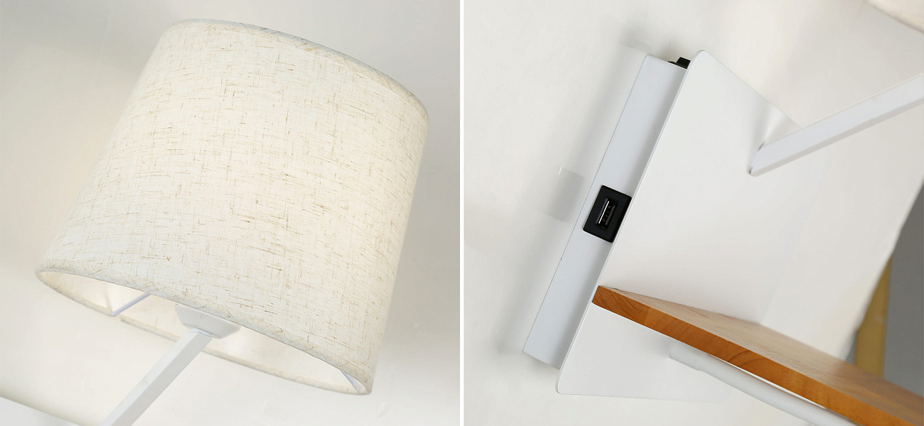 Бра с абажуром и гибким спотом Trumpet Wall White USB Бра с абажуром и гибким спотом Trumpet Wall White USB - Loft-Concept в Саратове
