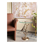 Столик с круглой стеклянной столешницей и корпусом в виде двух павлинов на ветке Table Two Peacocks варинант исполнения - 7 | Loft Concept в Саратове