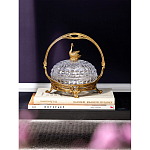 Конфетница из прозрачного рельефного стекла с ручкой и фигуркой лебедя Eden Garden варинант исполнения - 4 | Loft Concept в Саратове