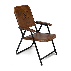 Складной кожаный стул Industrial Folding buffalo leather chair