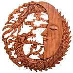 Панно из дерева дракон и луна Panel With Animals варинант исполнения - 1 | Loft Concept в Саратове