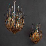 Бра настенное золотое с декором из бирюзовых элементов Peacock Tail варинант исполнения - 4 | Loft Concept в Саратове