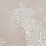 Обои ручная роспись в стиле Арт-деко Whistler Peacocks Special Colourway on Almost Mauve dyed silk варинант исполнения - 1 | Loft Concept в Саратове