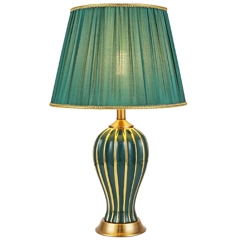 Настольная лампа с абажуром Celestina Green  Gold Lampshade Table Lamp Золотой Зеленый в Саратове | Loft Concept 