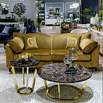 Стол журнальный коричневый на золотом основании Symphony of the Earth варинант исполнения - 3 | Loft Concept в Саратове