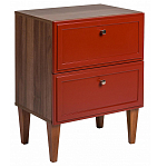 Тумба прикроватная красная из массива бука с 2-мя ящиками Wenge Light варинант исполнения - 1 | Loft Concept в Саратове