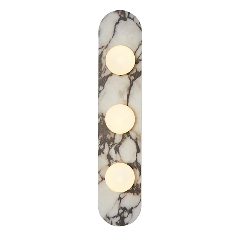 Бра с каменным основанием и 3-мя плафоном из стекла Shaw Marble Lighting Белый Черный Коричневый Бежевый Зеленый Бра с каменным основанием и 3-мя плафоном из стекла Shaw Marble Lighting Белый Черный Коричневый Бежевый Зеленый в Саратове | Loft Concept