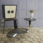 Дизайнерский журнальный столик с круглой столешницей на золотых ножках Risenbix варинант исполнения - 1 | Loft Concept в Саратове