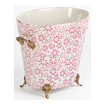 Кашпо из белого фарфора с розовым цветочным орнаментом Eden Garden варинант исполнения - 2 | Loft Concept в Саратове