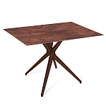 Стол обеденный с коричневой прямоугольной столешницей из керамики на четырех пластиковых ножках Brown Ceramics варинант исполнения - 1 | Loft Concept в Саратове