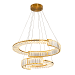 Светодиодная двухъярусная кольцевая люстра из хрусталя и стали и с пультом для регулировки света Maude Crystal Light варинант исполнения - 4 | Loft Concept в Саратове