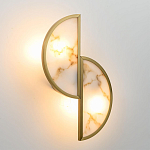 Бра с двумя полукруглыми плафонами из искусственного алебастра в бронзовой оправе Marbella варинант исполнения - 3 | Loft Concept в Саратове