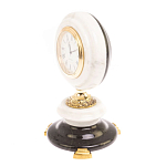 Часы настольные бронзовые из натуральных камней Мрамор и Змеевик Stone Clock варинант исполнения - 2 | Loft Concept в Саратове