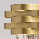 Люстра цвета матового золота с металлическими лентами и длинными прозрачными подвесками Gilded Waves варинант исполнения - 7 | Loft Concept в Саратове