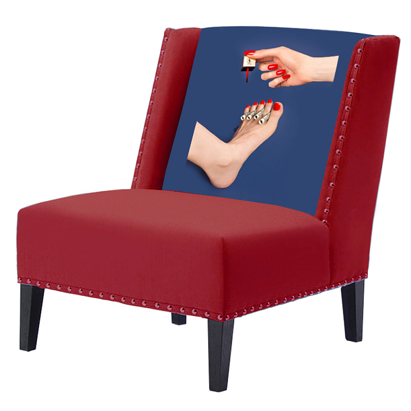 FUN Armchair "Pedicure" Red Дизайнерское кресло с цветным принтом Бургундский красный Сапфирово-синий в Саратове | Loft Concept 