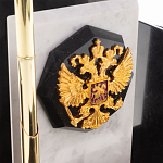 Настольный письменный набор из мрамора и змеевика с гербом России Marble Accessory варинант исполнения - 3 | Loft Concept в Саратове