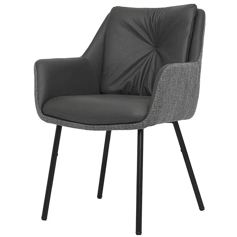 Стул с обивкой из экокожи и рогожки Chair with Back Pillow Серый Коричневый Стул с обивкой из экокожи и рогожки Chair with Back Pillow Серый Коричневый в Саратове | Loft Concept