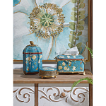 Салфетница прямоугольная голубого цвета с цветами и бабочками Blue Garden варинант исполнения - 2 | Loft Concept в Саратове