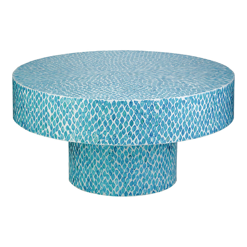 Стол Кофейный с инкрустацией Flower Blue Голубой Стол Кофейный с инкрустацией Flower Blue Голубой в Саратове | Loft Concept