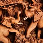 Панно из дерева пять слонов Panel With Animals варинант исполнения - 4 | Loft Concept в Саратове