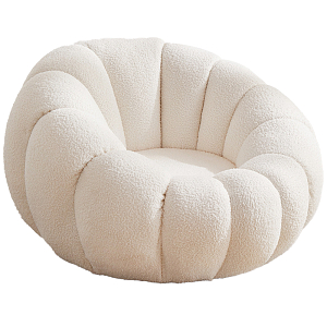 Круглое мягкое кресло с обивкой букле Harrett Boucle Armchair