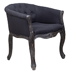 Кресло низкое в стиле прованс Черный Лен Louis French Armchair  варинант исполнения - 1 | Loft Concept в Саратове