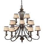 Люстра бронзового цвета с бежевыми абажурами из органзы в классическом стиле Hinkley варинант исполнения - 1 | Loft Concept в Саратове