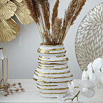 Ваза белая с рельефной поверхностью и золотыми полосами Vase Beehive варинант исполнения - 5 | Loft Concept в Саратове