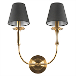 Бра с металлическим основанием бронзового цвета и 2-мя черными конусовидными абажурами Dignity варинант исполнения - 3 | Loft Concept в Саратове